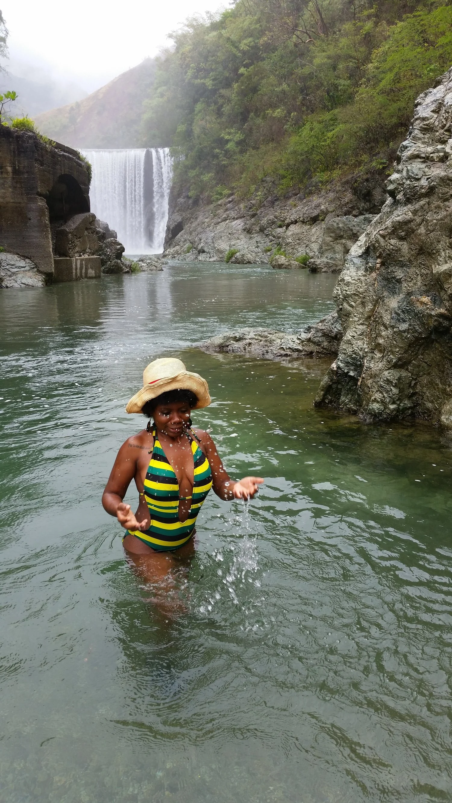 Visitor in the river at Reggae Falls